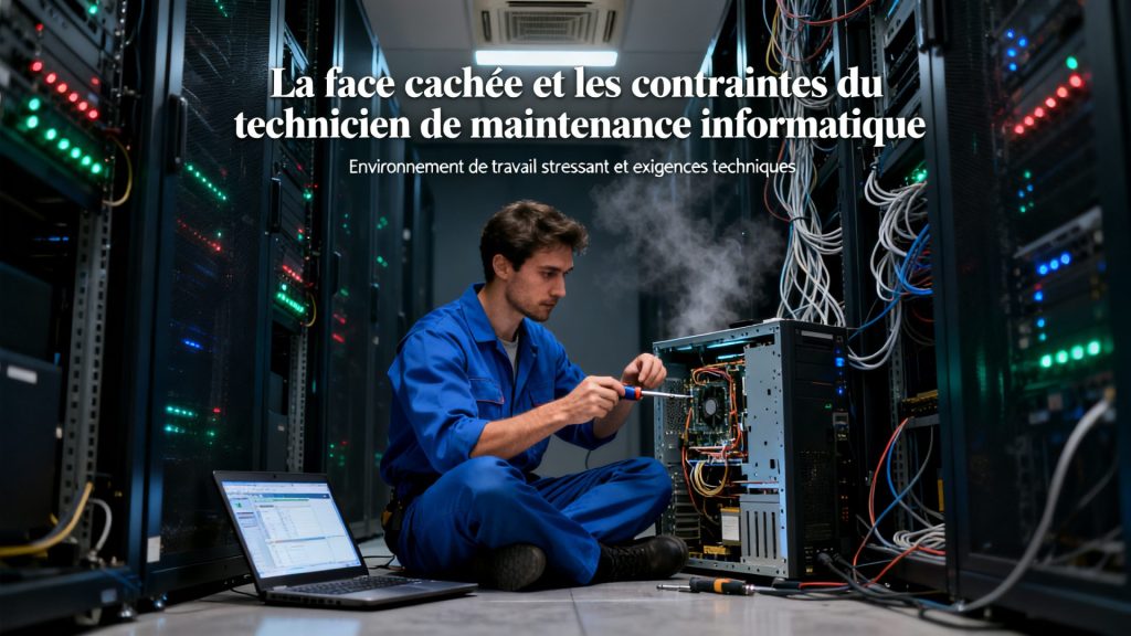 La face cachée et les contraintes du technicien de maintenance informatique avec texte