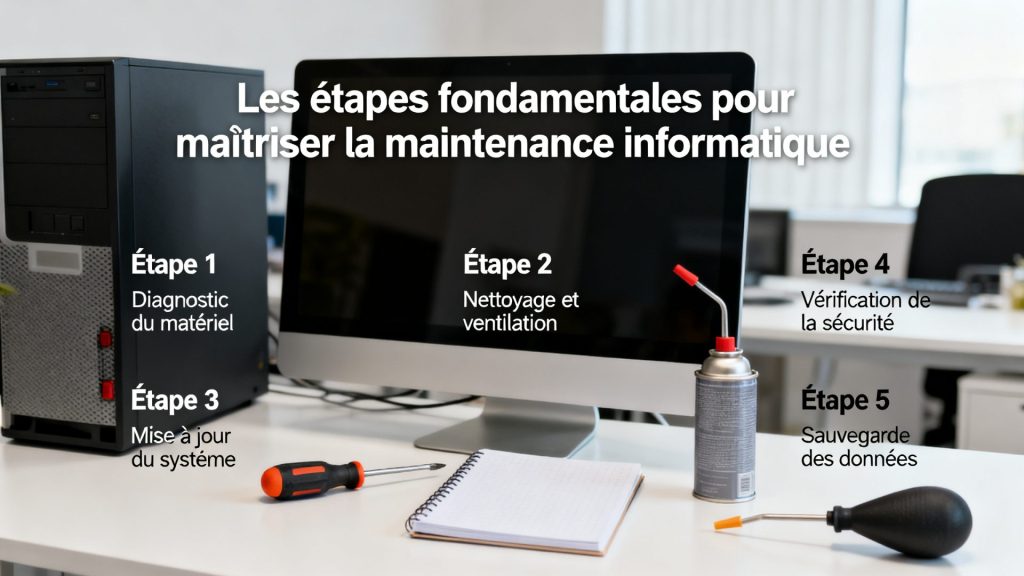 Les étapes fondamentales pour maîtriser la maintenance informatique avec texte