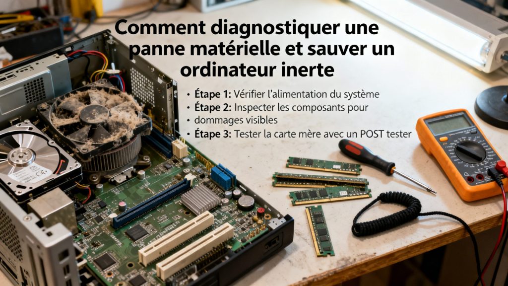 Comment diagnostiquer une panne matérielle et sauver un ordinateur inerte avec texte